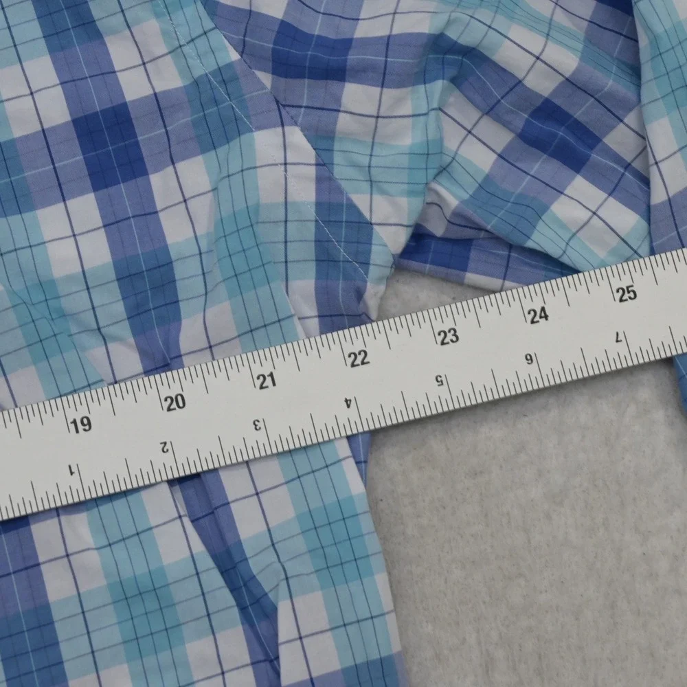 Gitman Bros Button Up Dress Shirt Mens Large Blue Plaid Made in USA